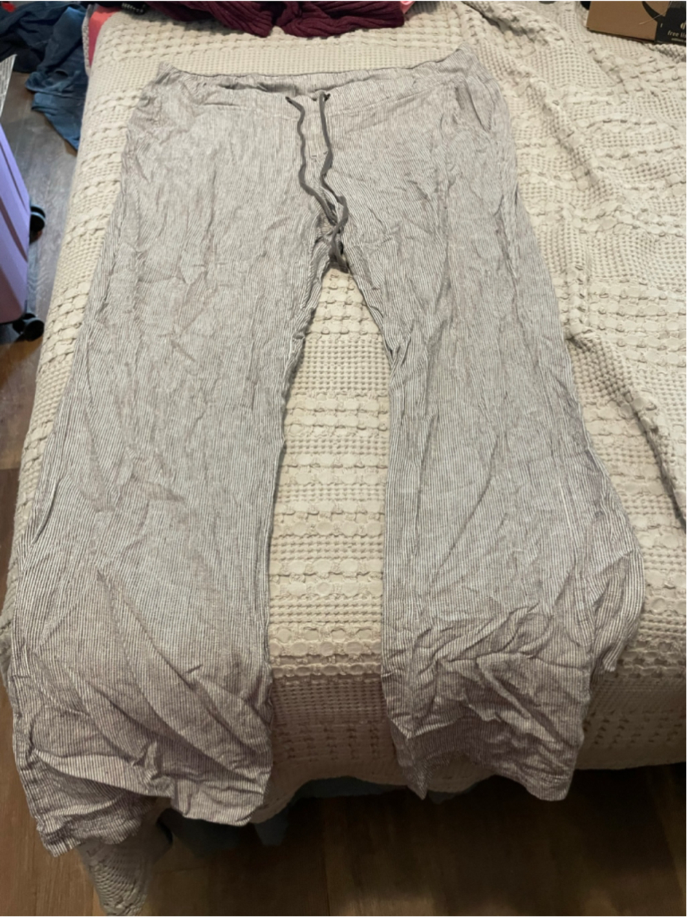 Striped flowy women’s linen and viscose pants